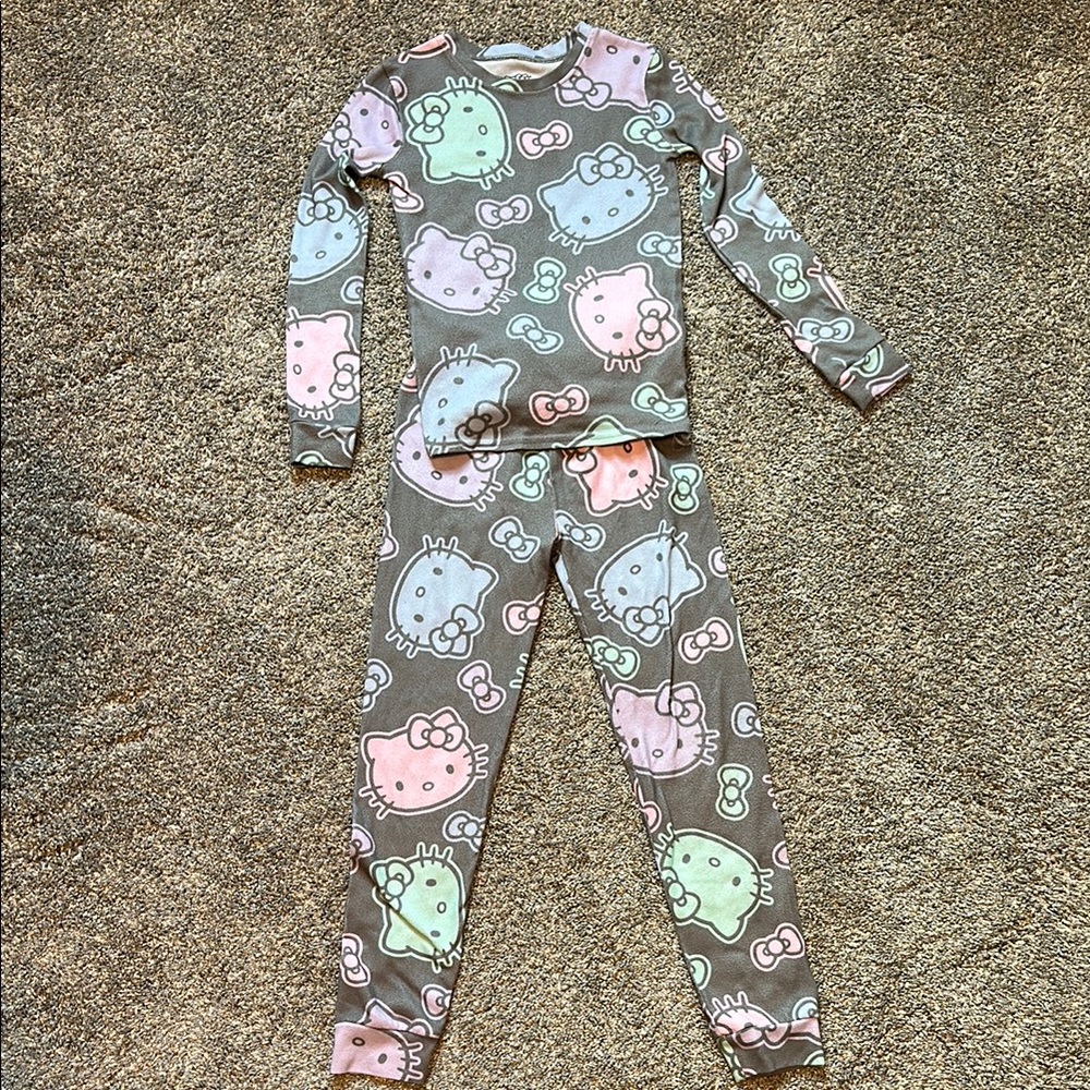Hello Kitty Gray and Pink Pajama Set Cozy Sleepwear